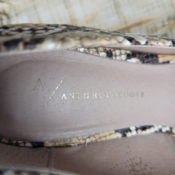 ANTHROPOLOGIE SERAPHINA SNAKESKIN EMBOSSED LEATHER POINTED TOE BLOCK HEE… - Picture 6 of 15
